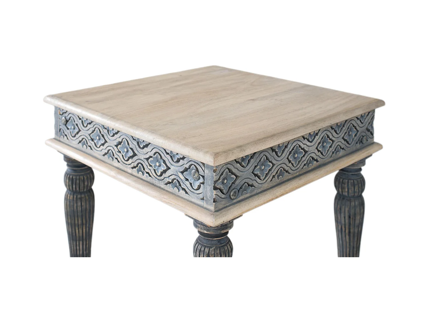 Table basse en bois de manguier et pieds sculptés à la main