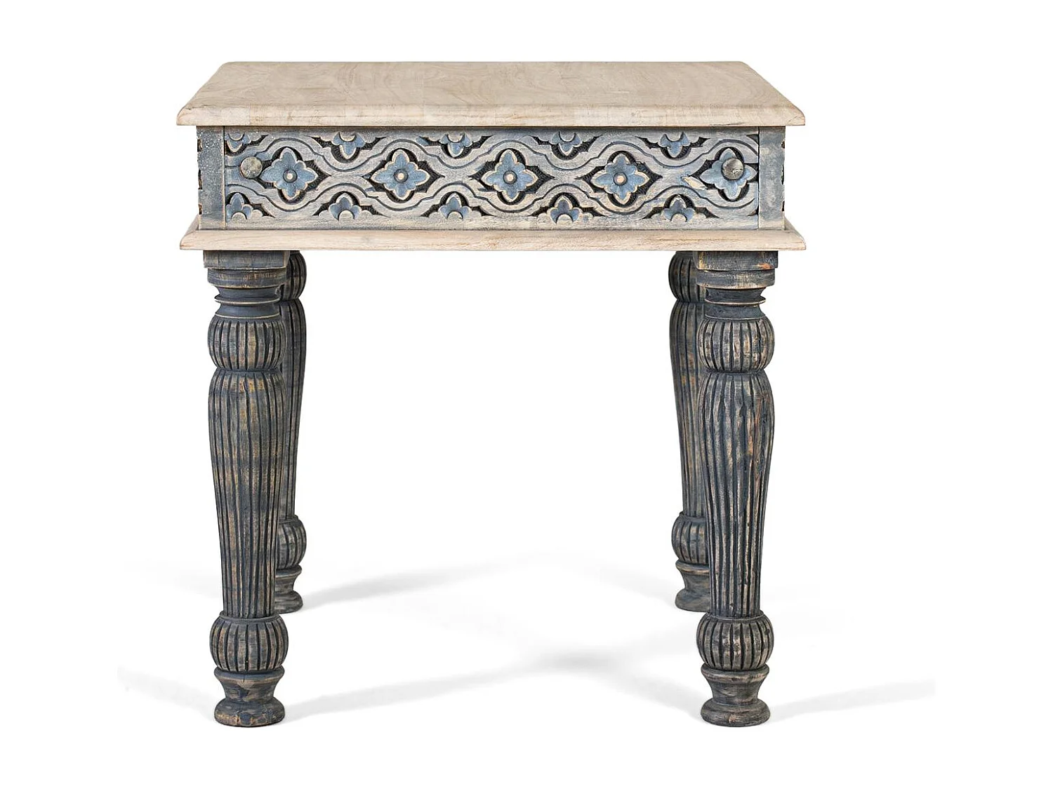 Table basse en bois de manguier et pieds sculptés à la main