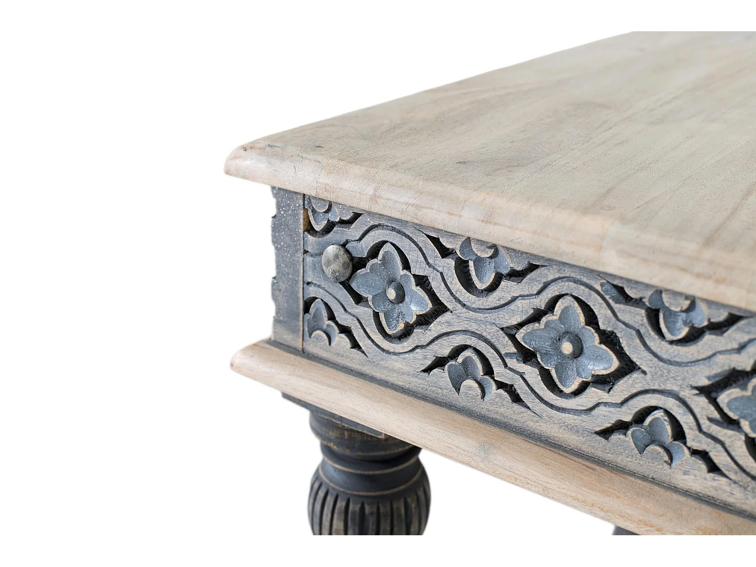 Table basse en bois de manguier et pieds sculptés à la main