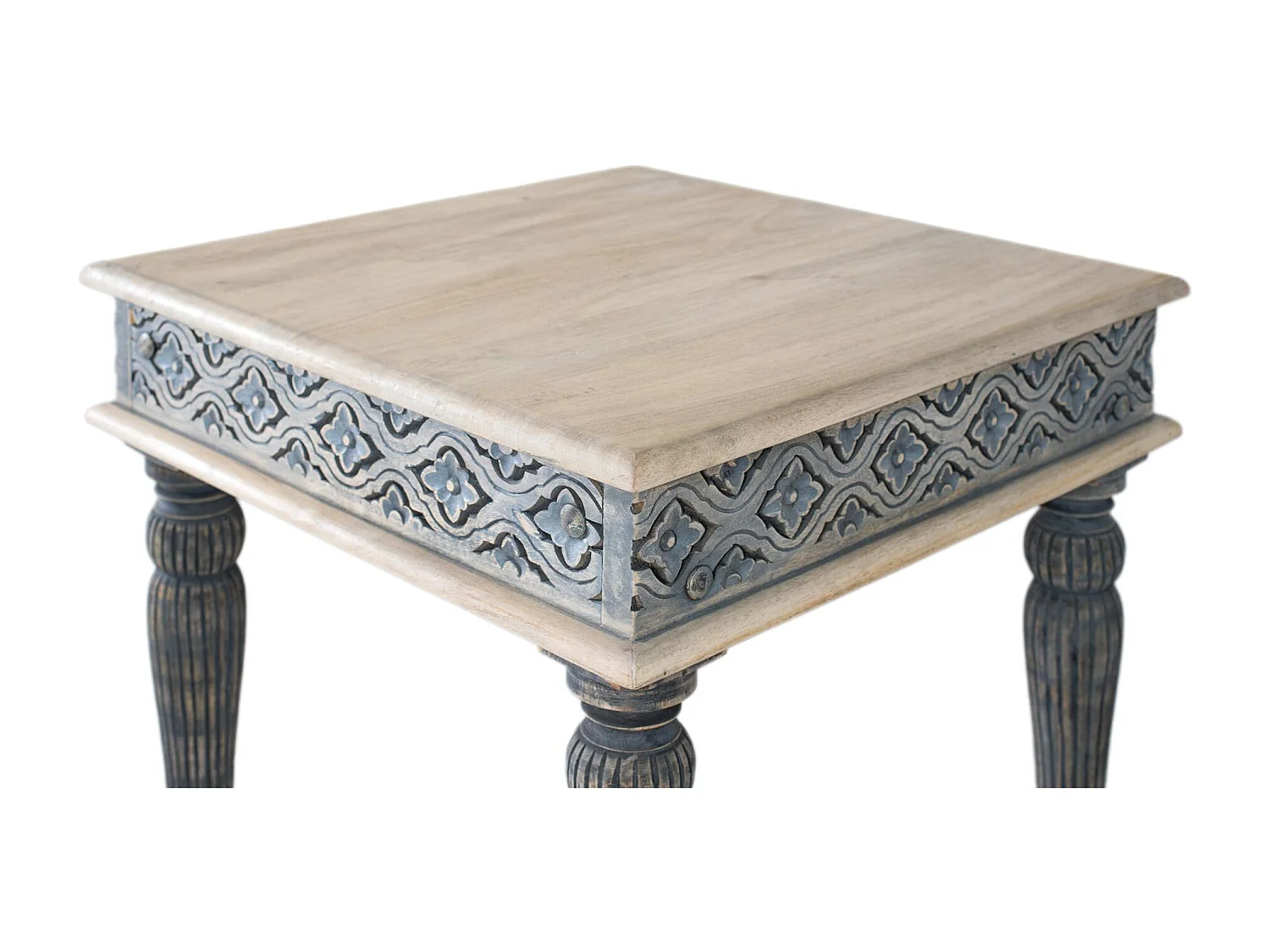 Table basse en bois de manguier et pieds sculptés à la main