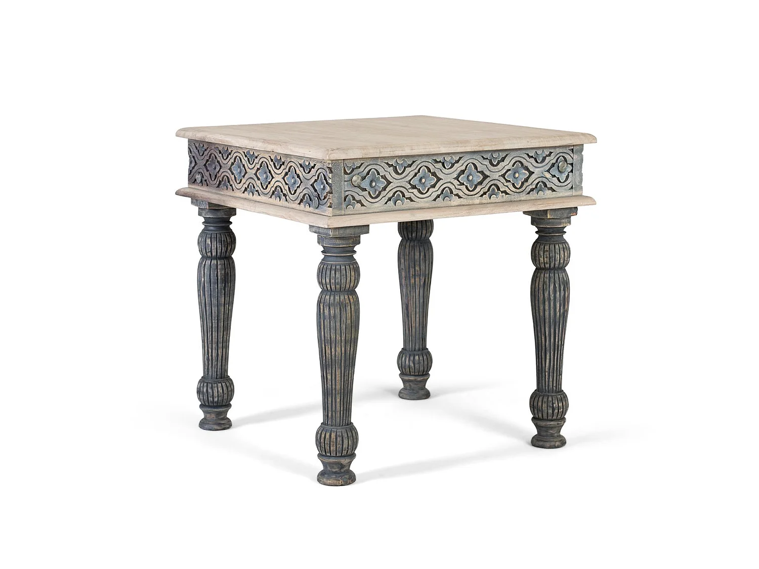 Tables basses en bois de manguier 60 cm, style méditerranéen moderne - 60 x 60 x 60
