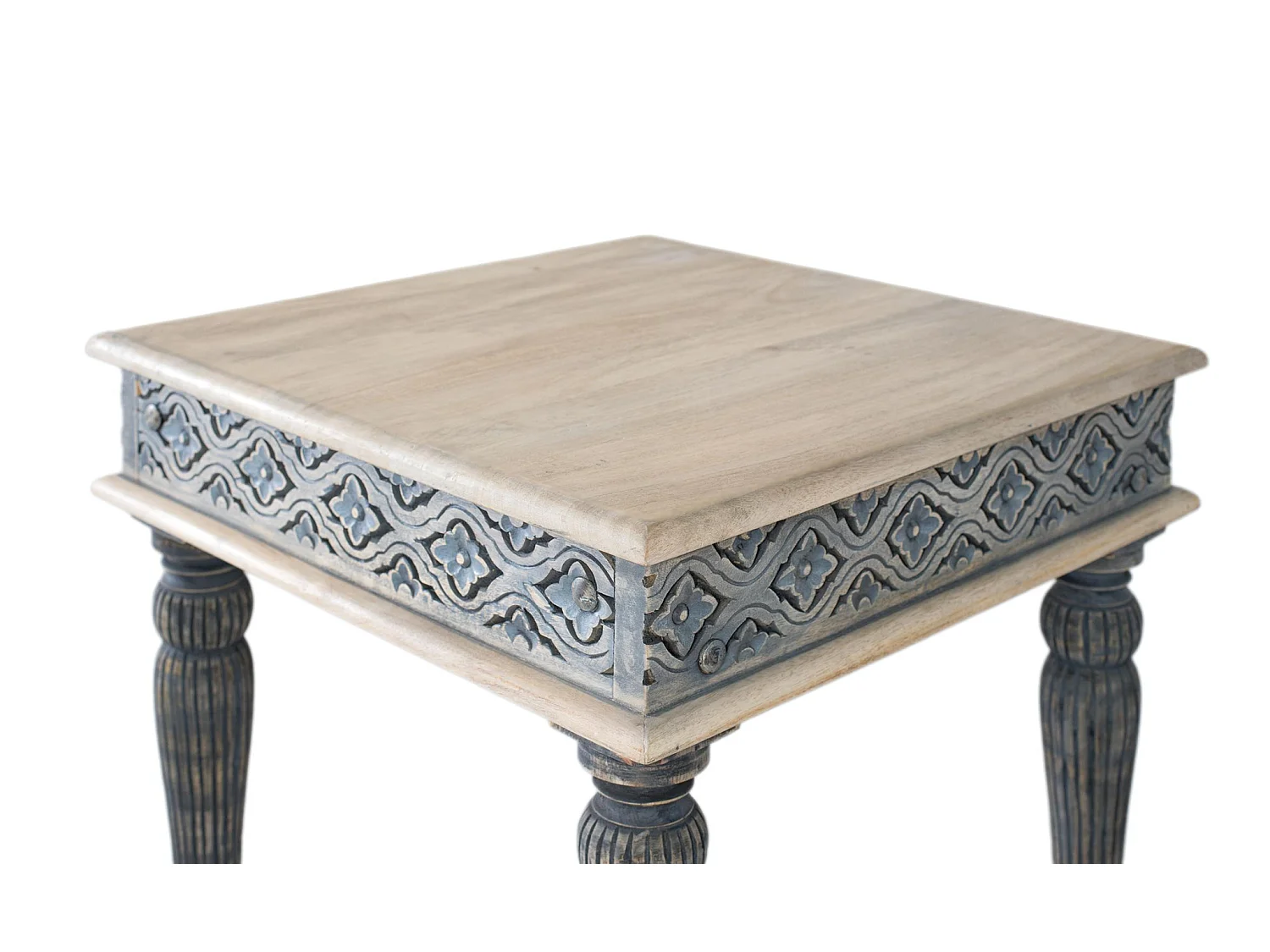 Tables basses en bois de manguier 60 cm, style méditerranéen moderne - 60 x 60 x 60