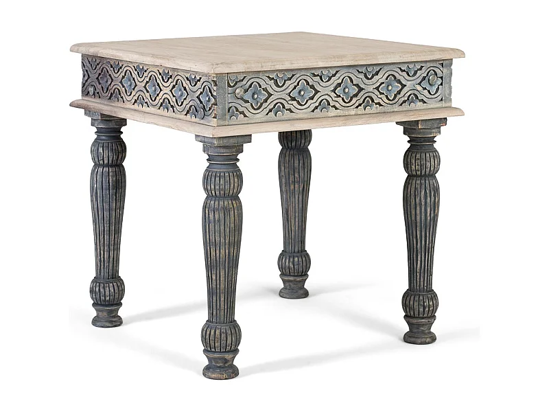 Table basse en bois de manguier et pieds sculptés à la main