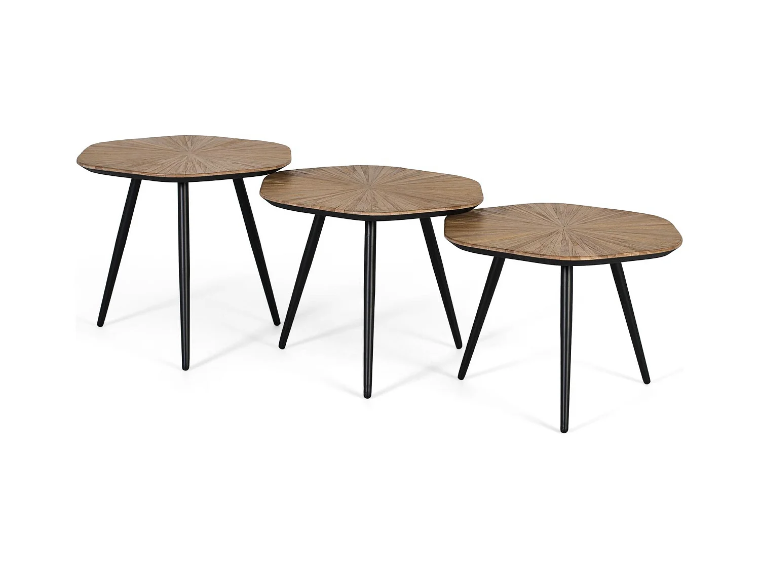 Ensemble de trois tables d'appoint en bois de teck
