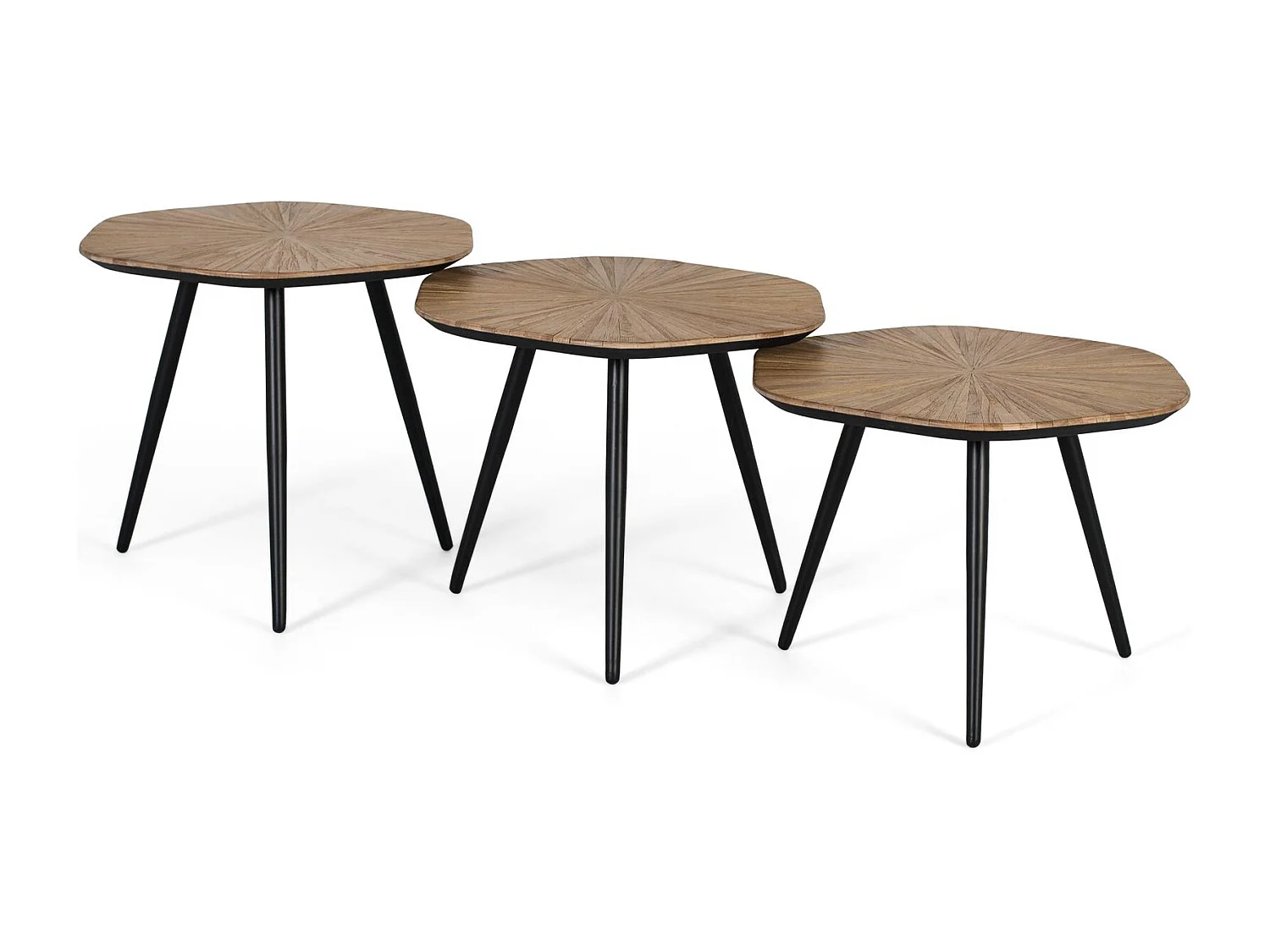 Ensemble de trois tables d'appoint en bois de teck