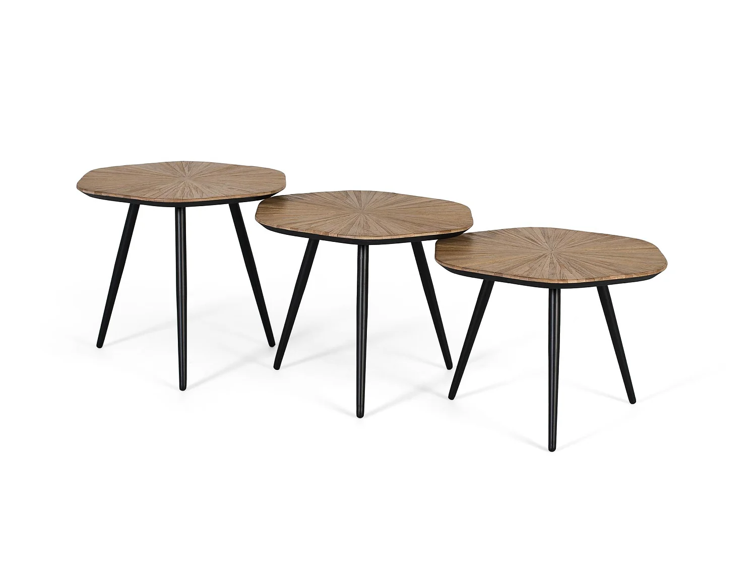 Tables basses en bois de teck recyclé : Grande 54 cm, Moyenne 54 cm, Petite 54 cm - 36 x 56 x 54