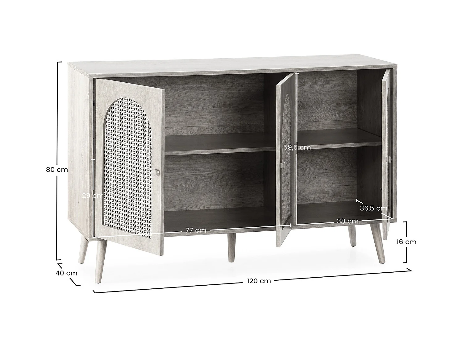 Bufet kolumnowy Luna 3-drzwiowy kolor Dąb