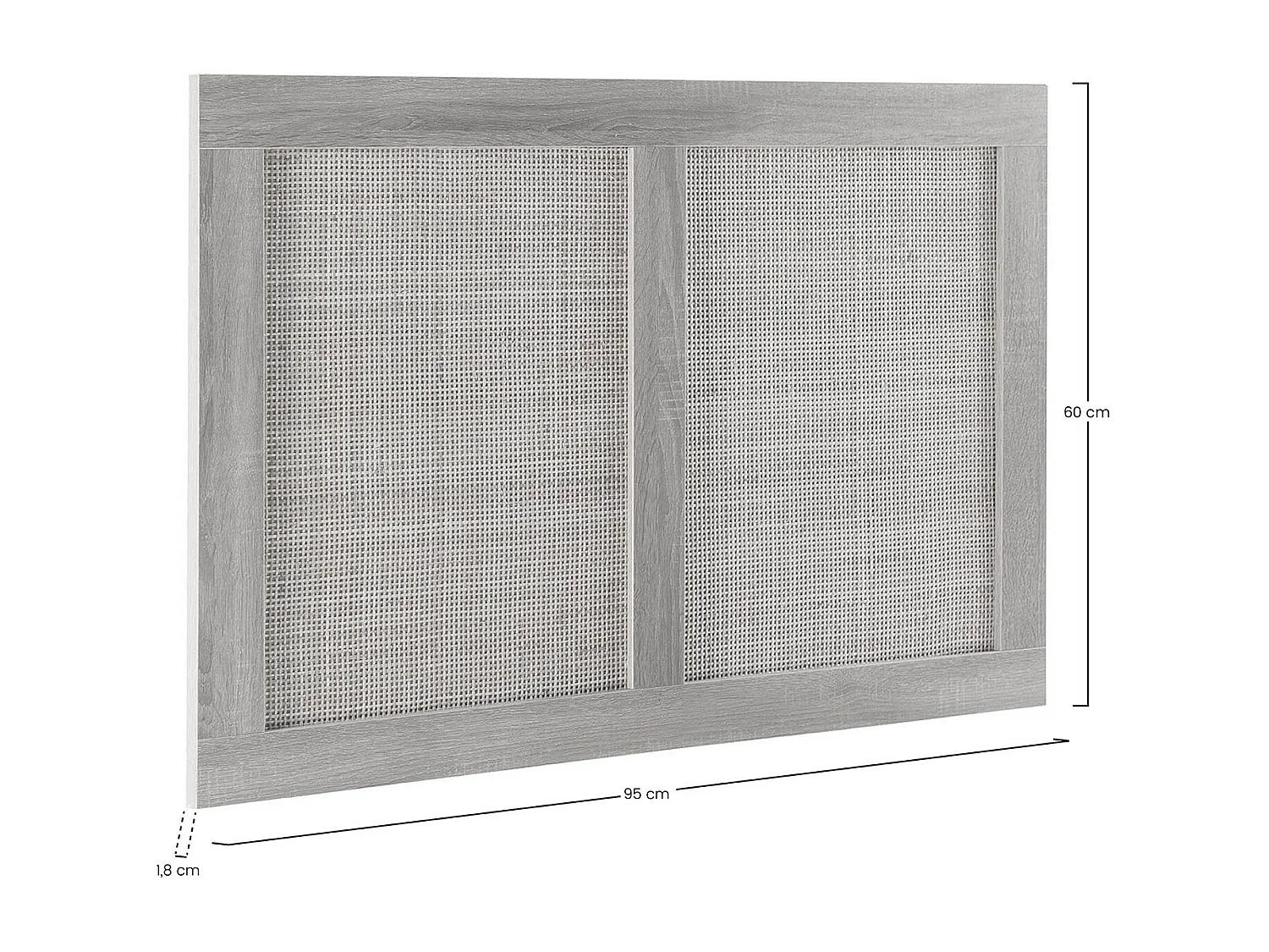 Kopfteil Musa 95 x 60 cm, Eichenfarbe, natürliches Rattan