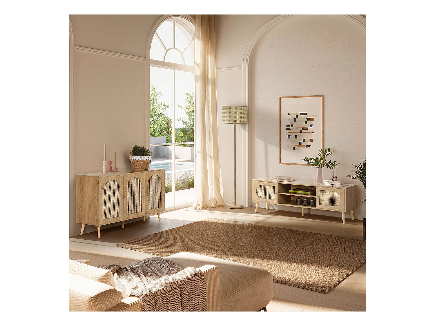 Meuble Tv Luna 2 portes couleur Chêne