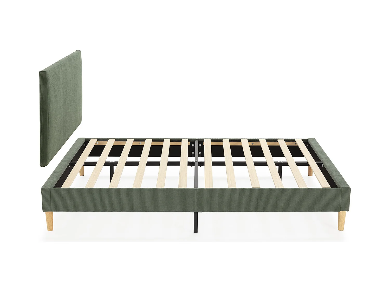 Sommier + tête de lit Bari 150x190 cm couleur Vert