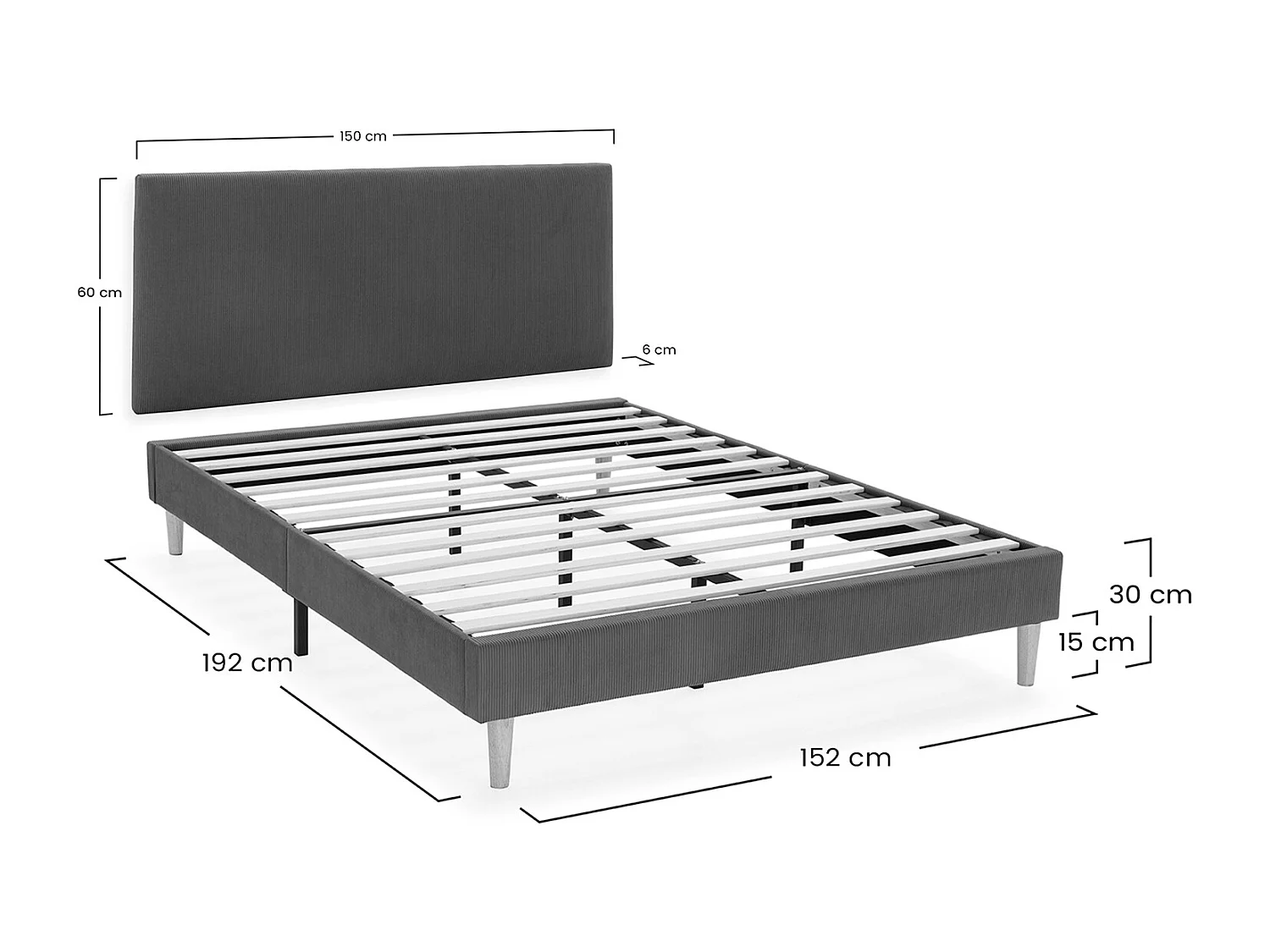 Polsterbett + kopfteil Bari 150x190 cm, Grün