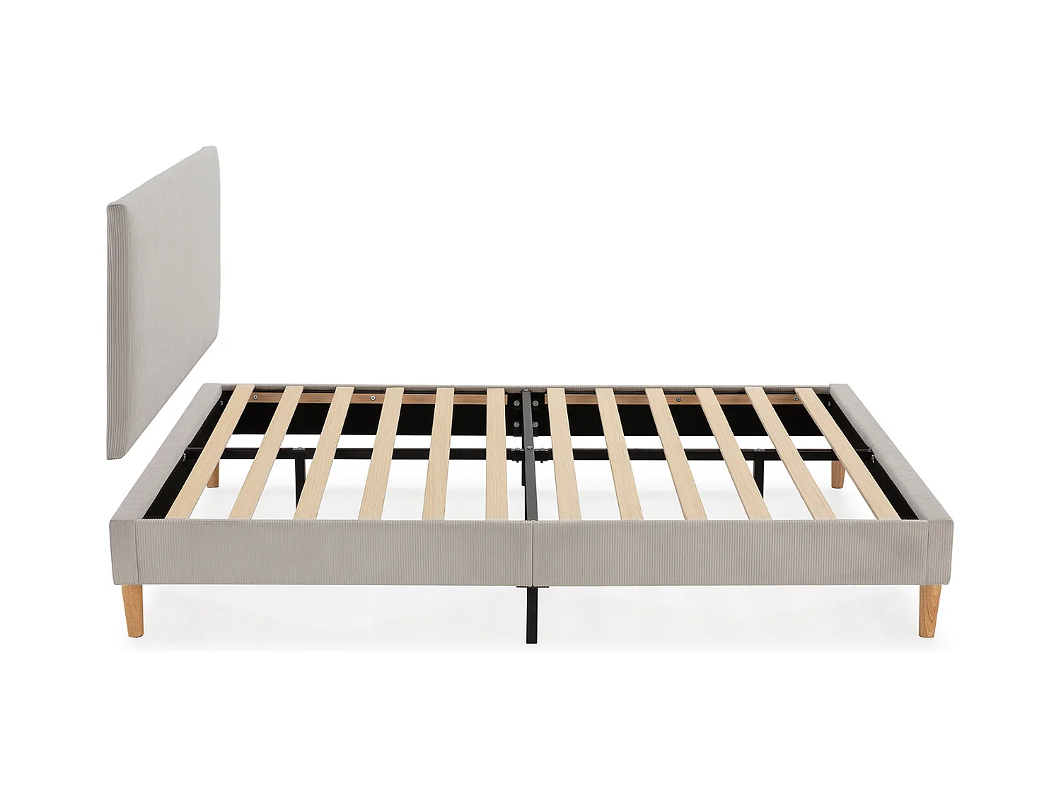 Sommier + tête de lit Bari 160x200 cm couleur Gris