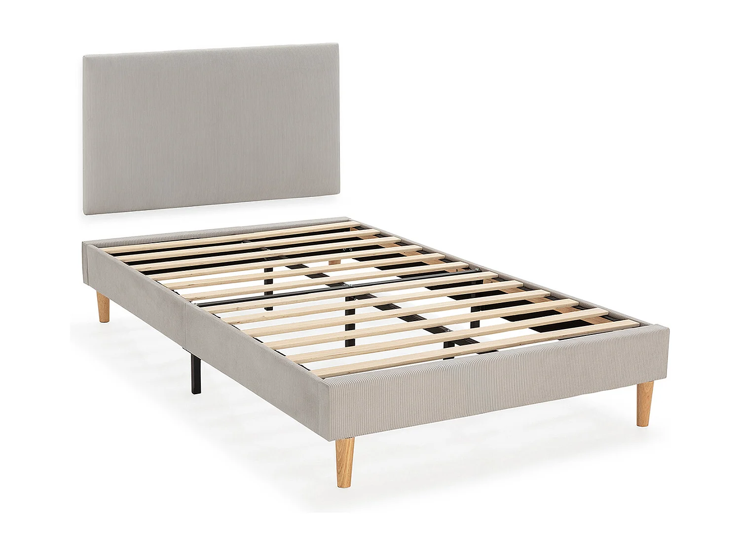 Sommier + tête de lit Bari 90x190 cm couleur Gris