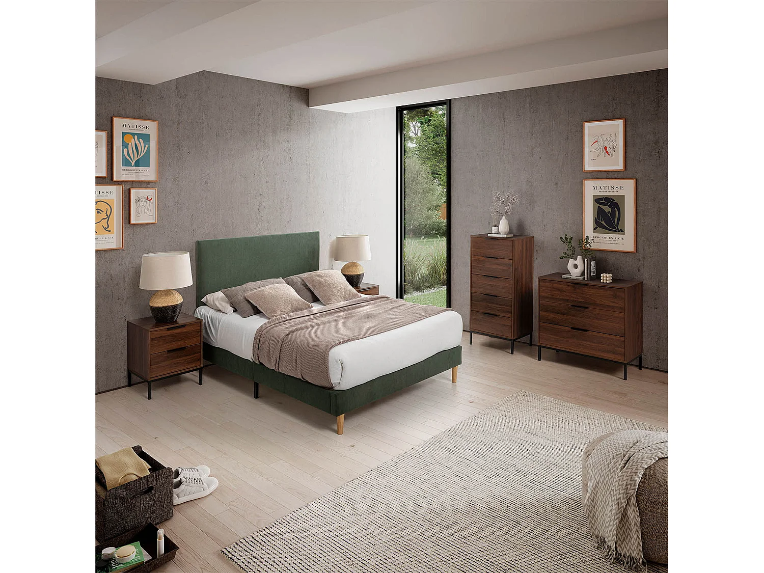 Polsterbett + kopfteil Bari 140x200 cm, Grün