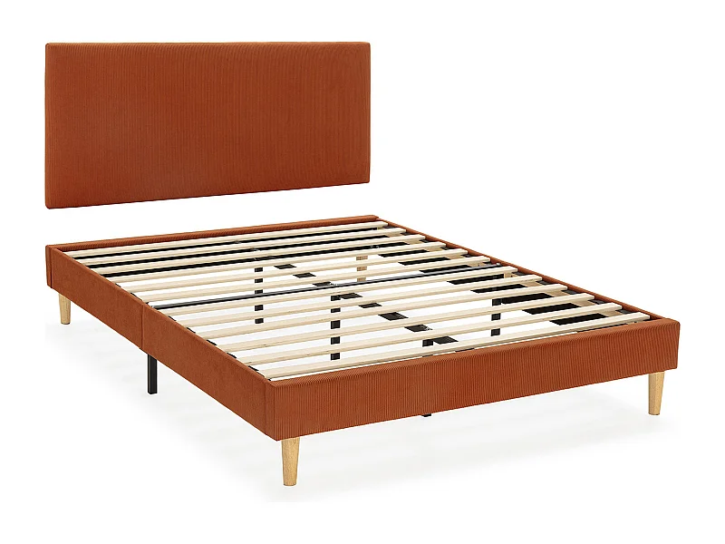 Sommier + tête de lit Bari 140x190 cm couleur Brique