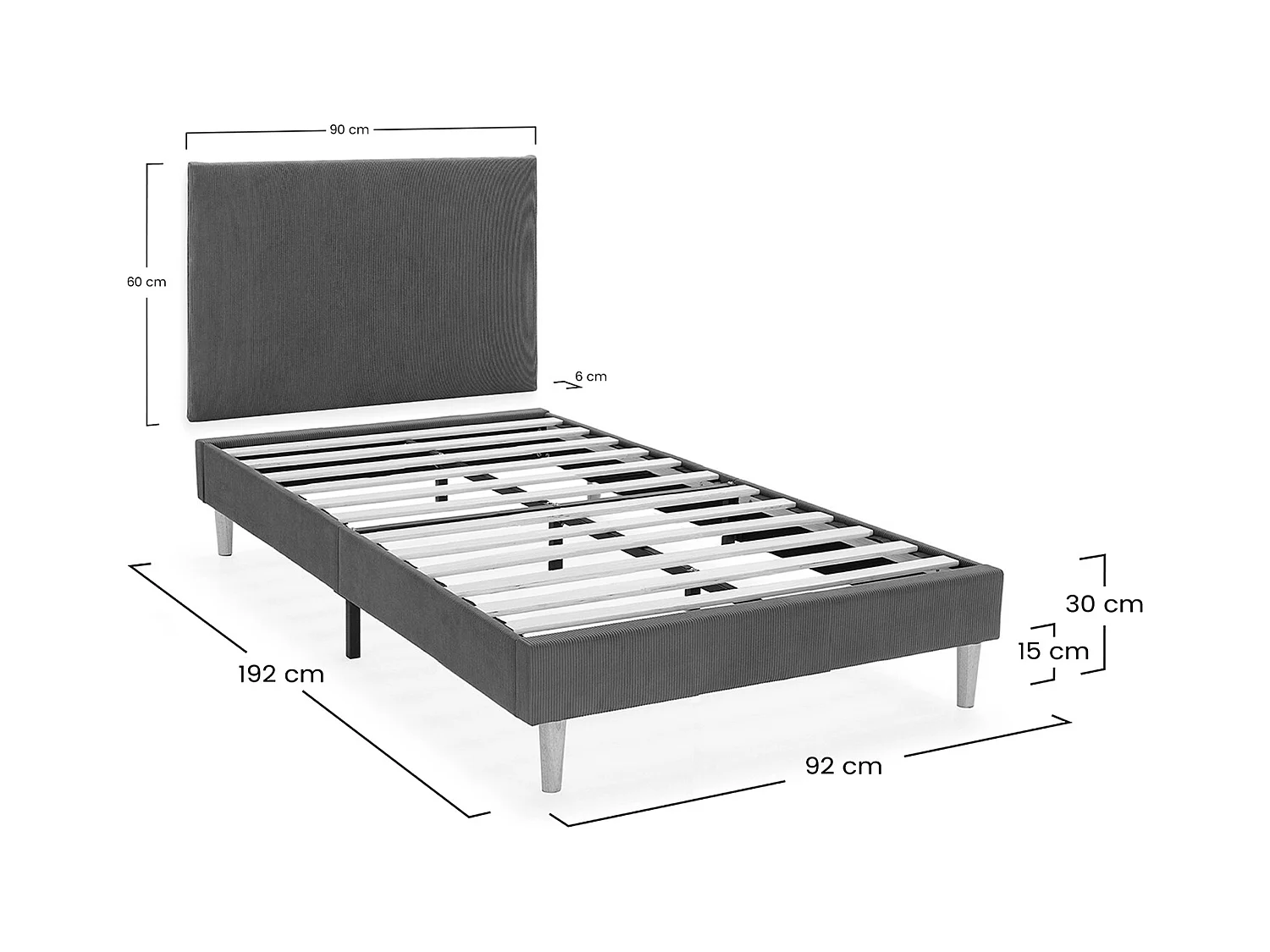 Sommier + tête de lit Bari 90x190 cm couleur Vert