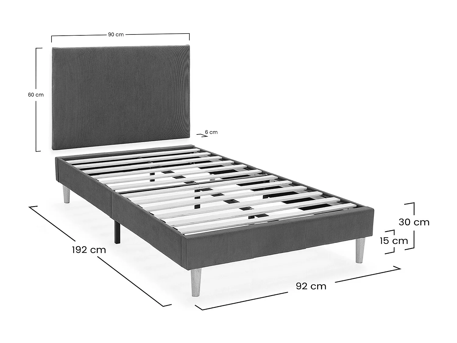 Kolumnowy stelaż + zagłówek Bari 90x190 cm kolor Zielony.