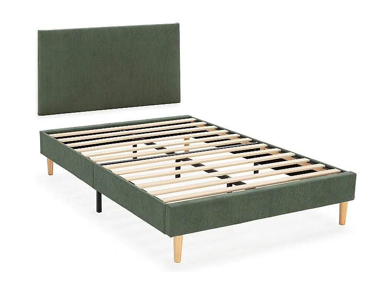 Base tapizada + cabecero Bari 90x190 cm Verde