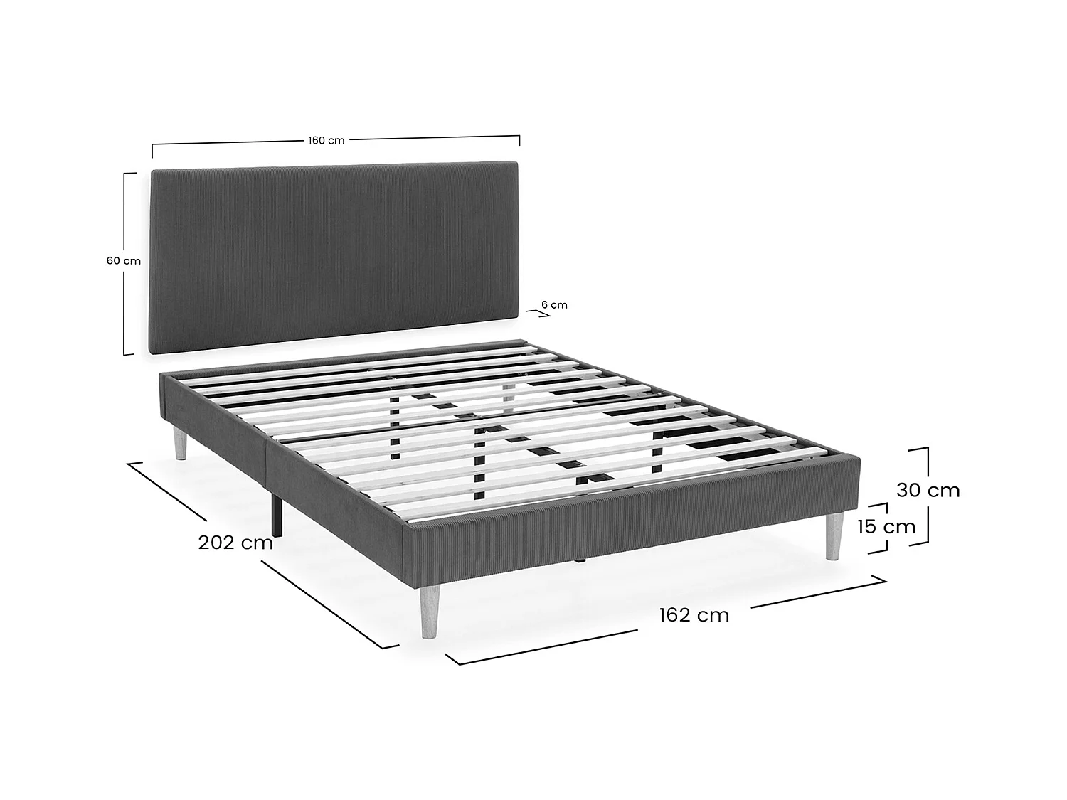 Sommier + tête de lit Bari 160x200 cm couleur Vert