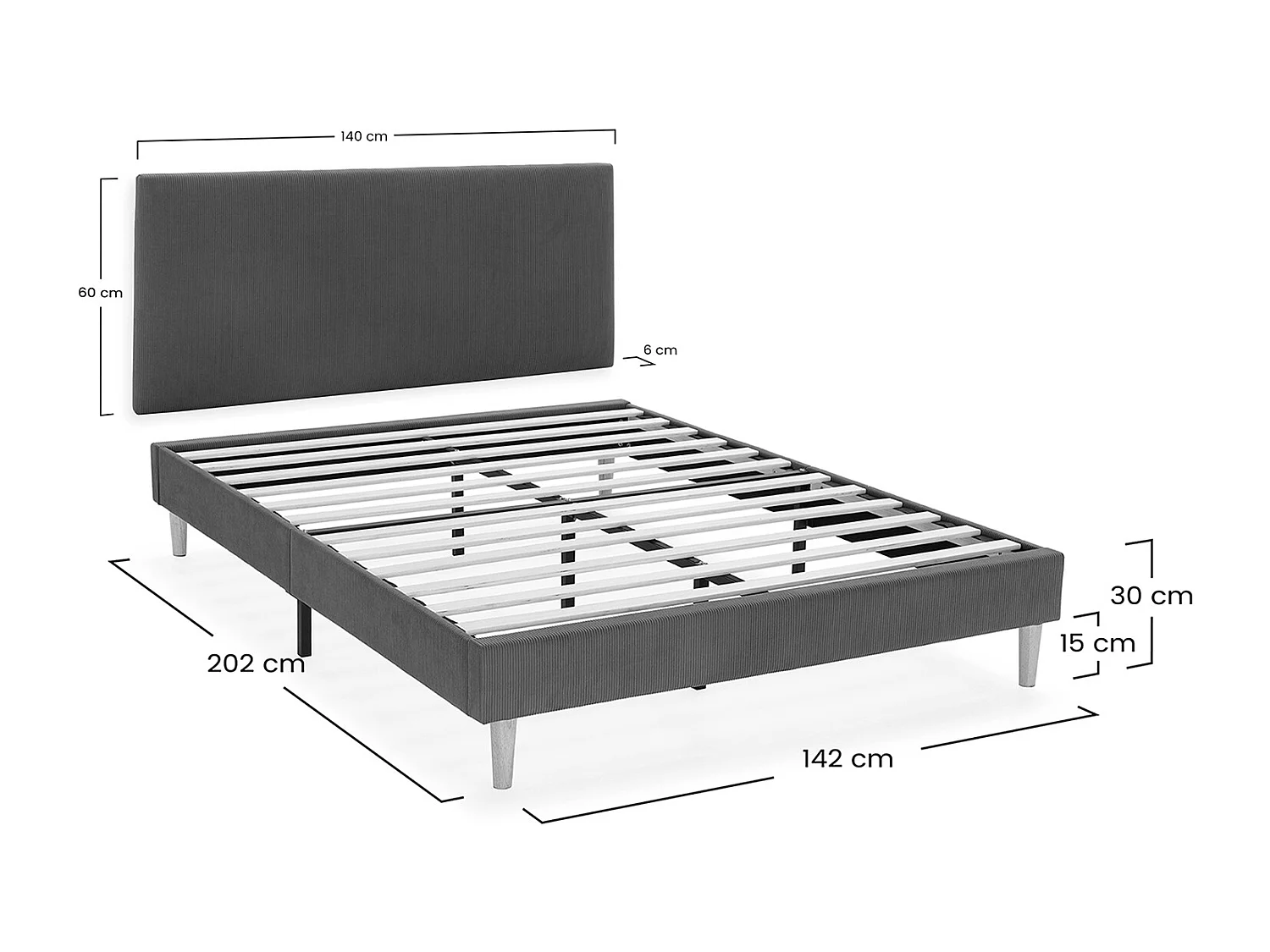 Kolumnowy stelaż + zagłówek Bari 140x200 cm kolor Ceglasty