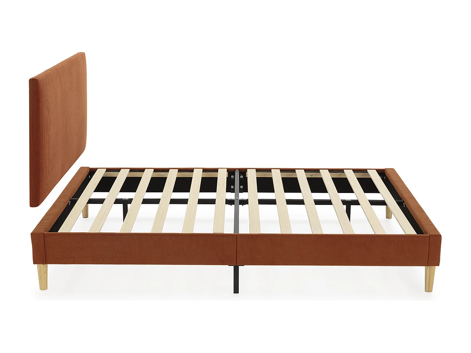 Kolumnowy stelaż + zagłówek Bari 150x190 cm kolor Ceglasty.