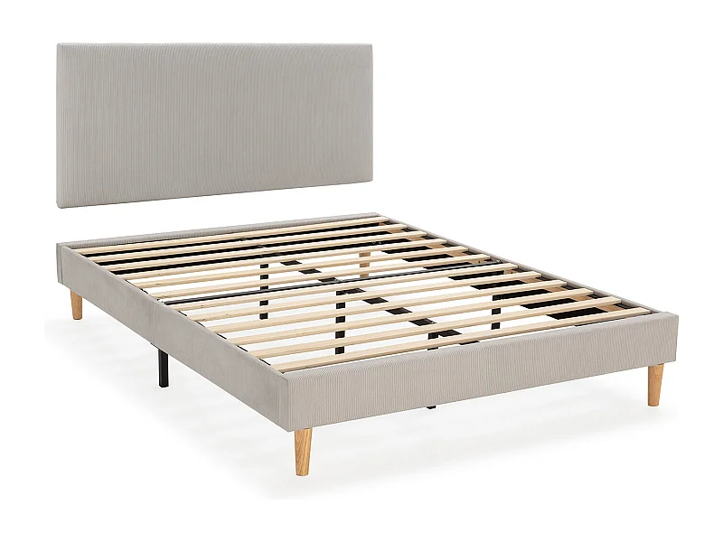 Base tapizada + cabecero Bari 150x190 cm Gris