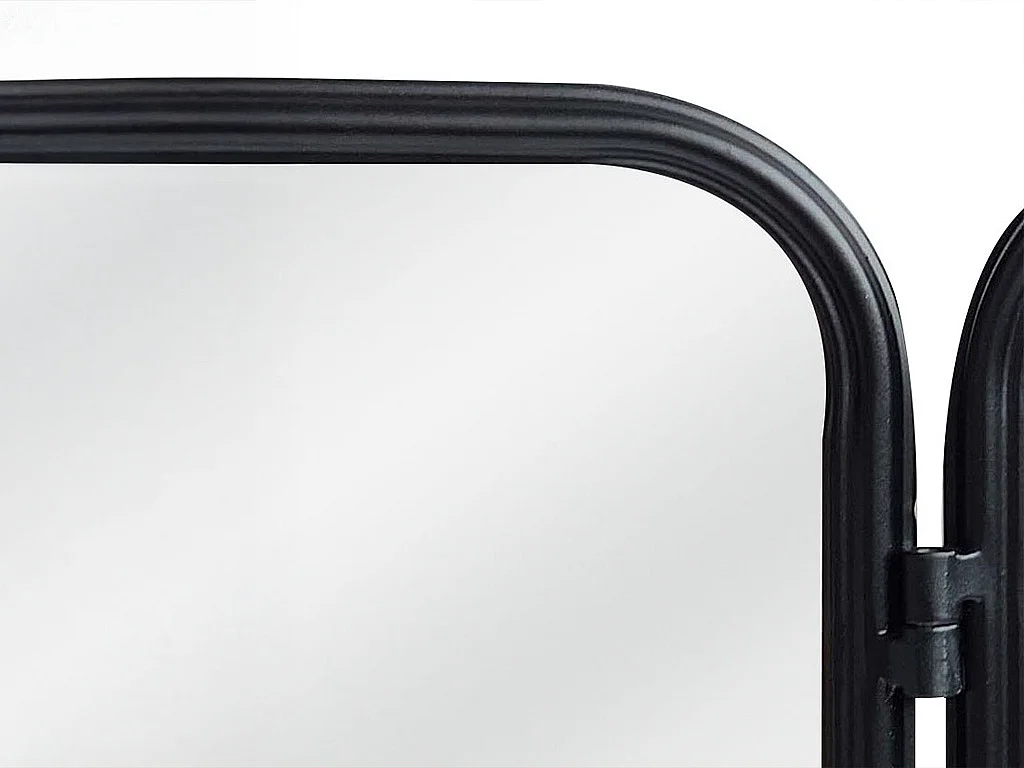 Miroir de barbier vintage en métal - L. 100 x H. 65 cm - Noir - NOAVA