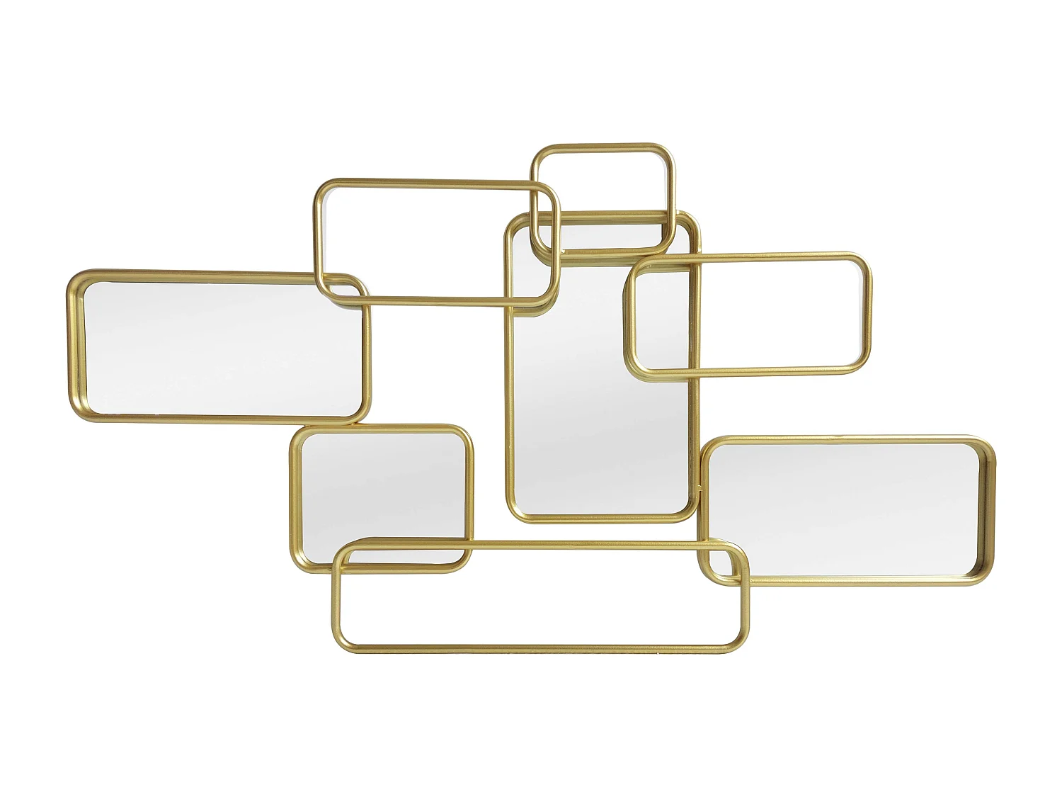 Miroir art déco asymétrique - L. 85 x H. 45 cm - Métal doré - OMAYA