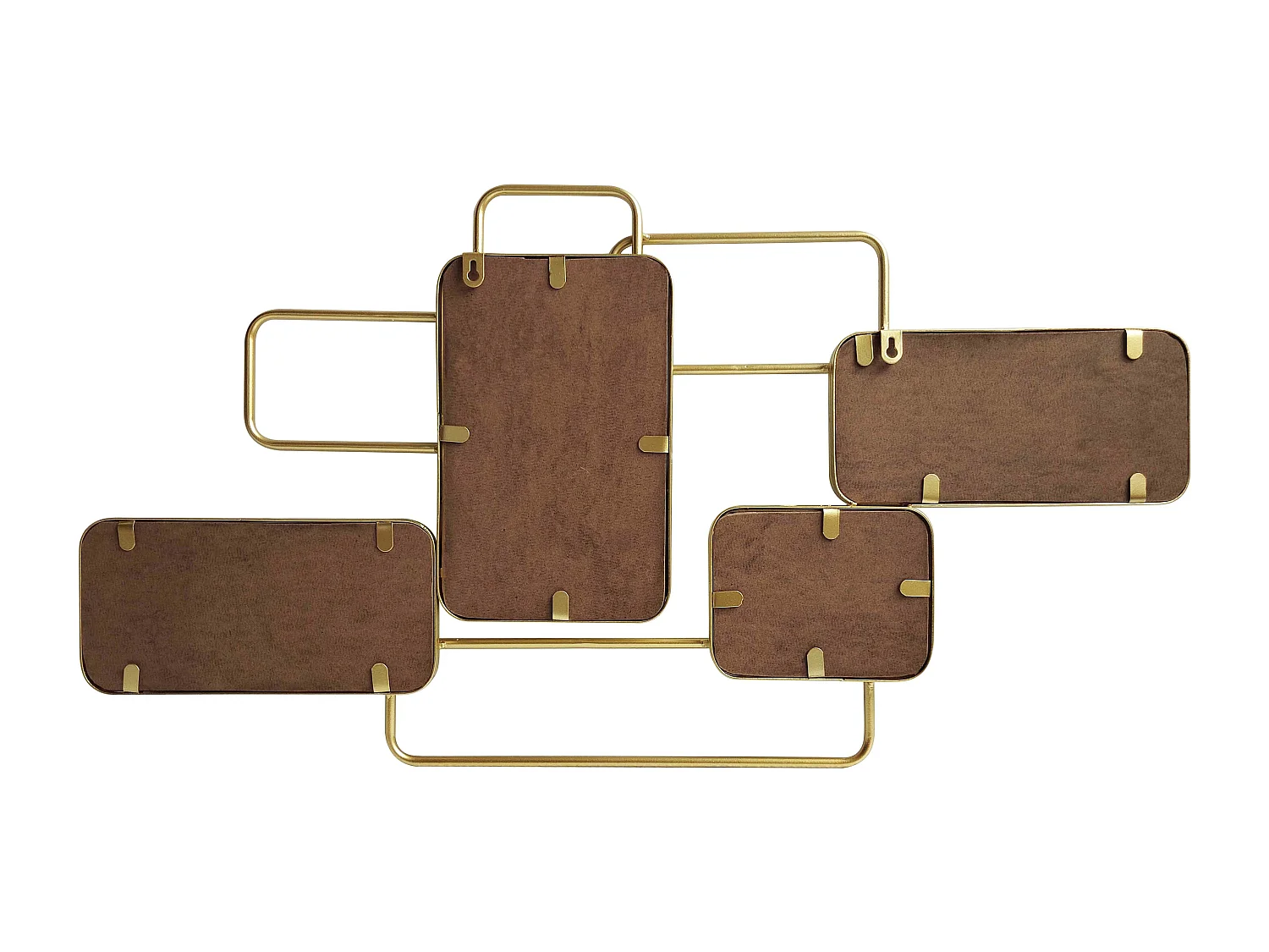 Miroir art déco asymétrique - L. 85 x H. 45 cm - Métal doré - OMAYA