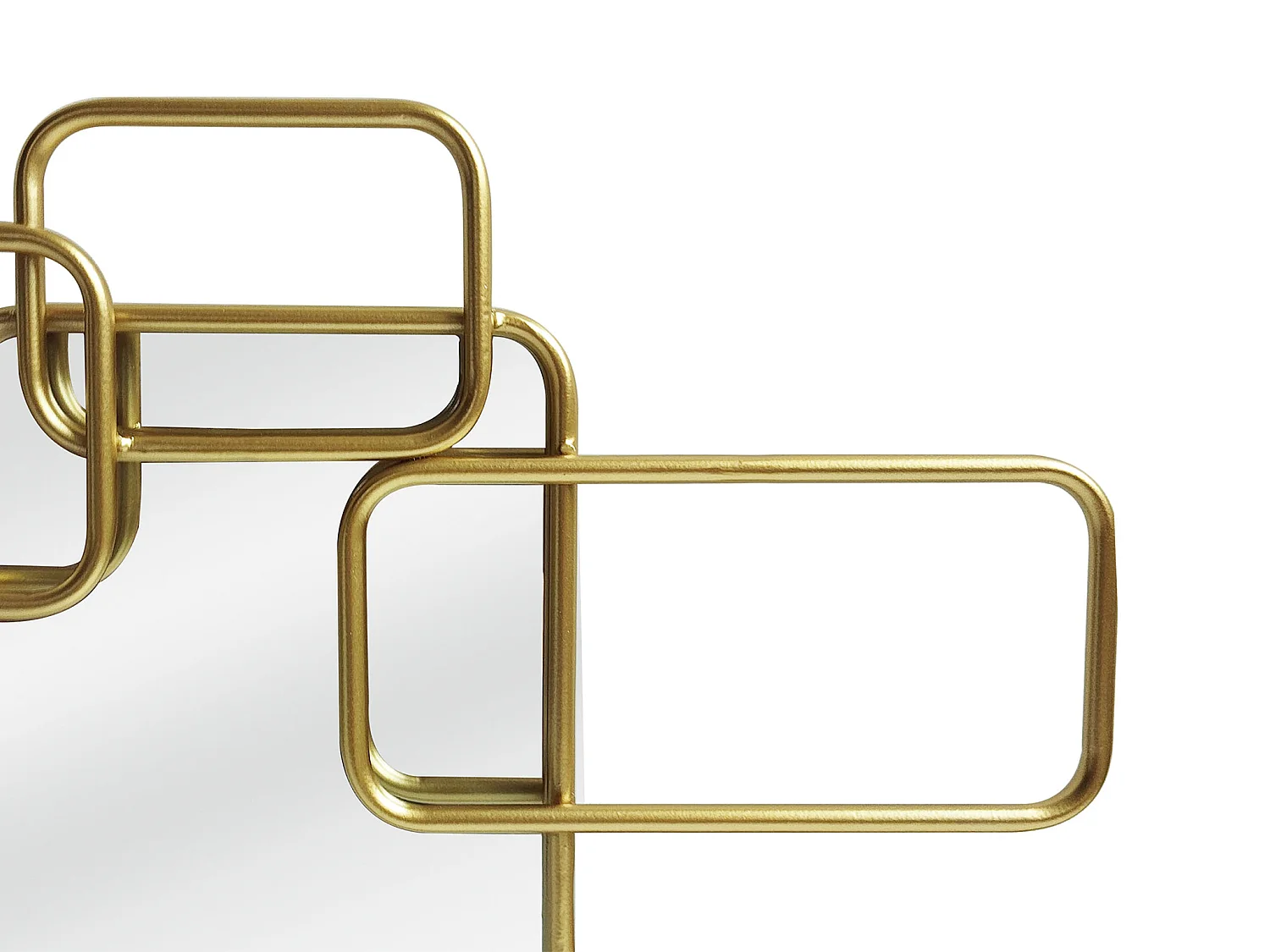 Miroir art déco asymétrique - L. 85 x H. 45 cm - Métal doré - OMAYA