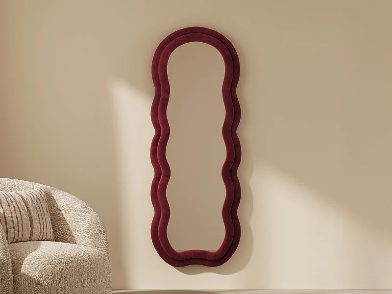 Miroir organique en velours - L. 60 x H. 160 cm - Bordeaux - LINOA