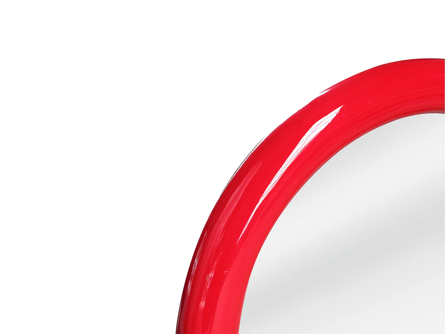 Miroir mural rond en bois de paulownia - D.60 cm - Rouge laqué - MAELO