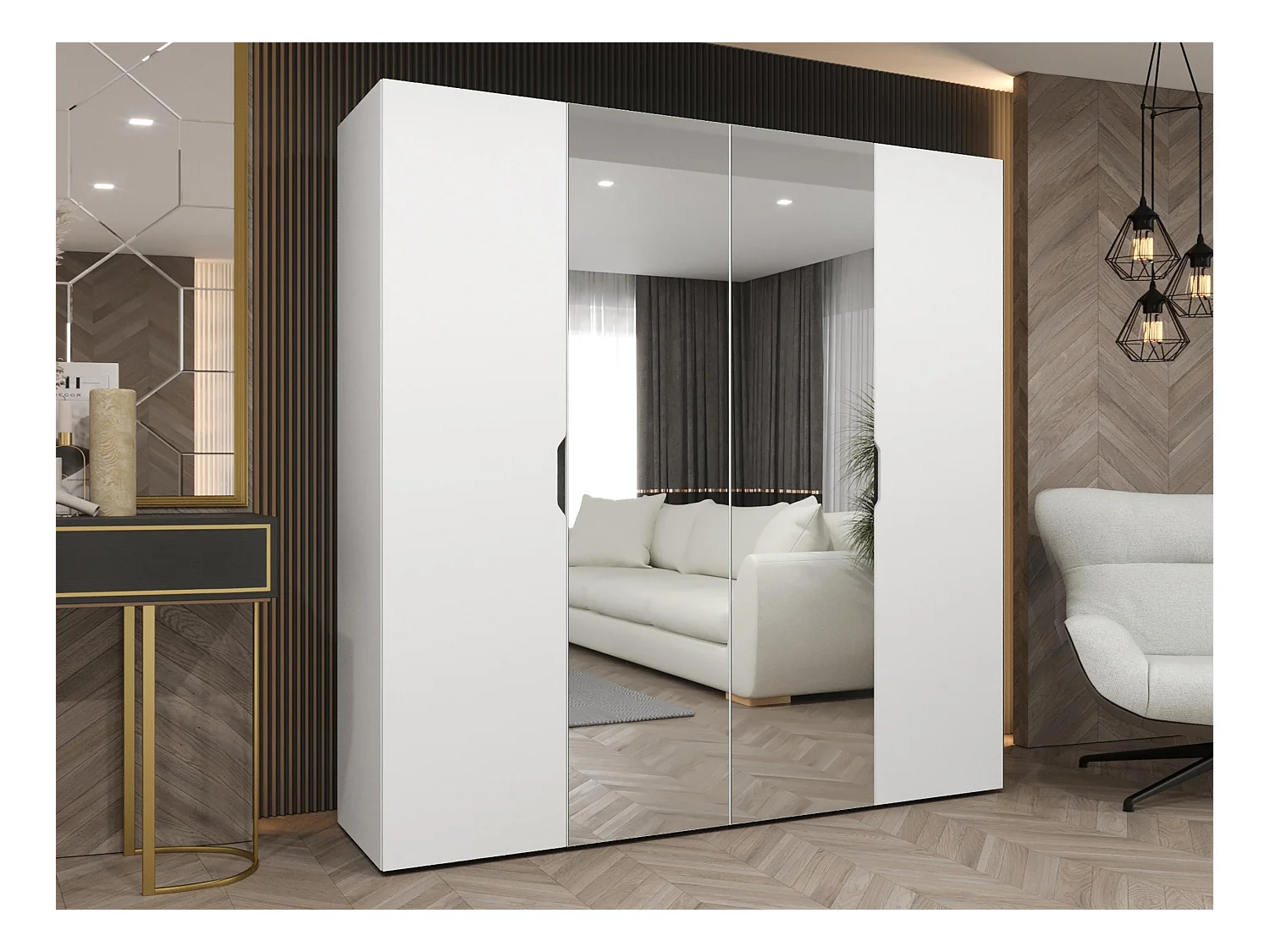 Armario Hartford 514, Blanco, 202x200x50cm, Puertas de armario: Con bisagras