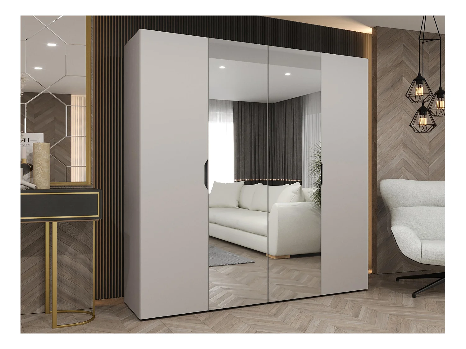 Armario Hartford 514, Cachemira, 202x200x50cm, Puertas de armario: Con bisagras