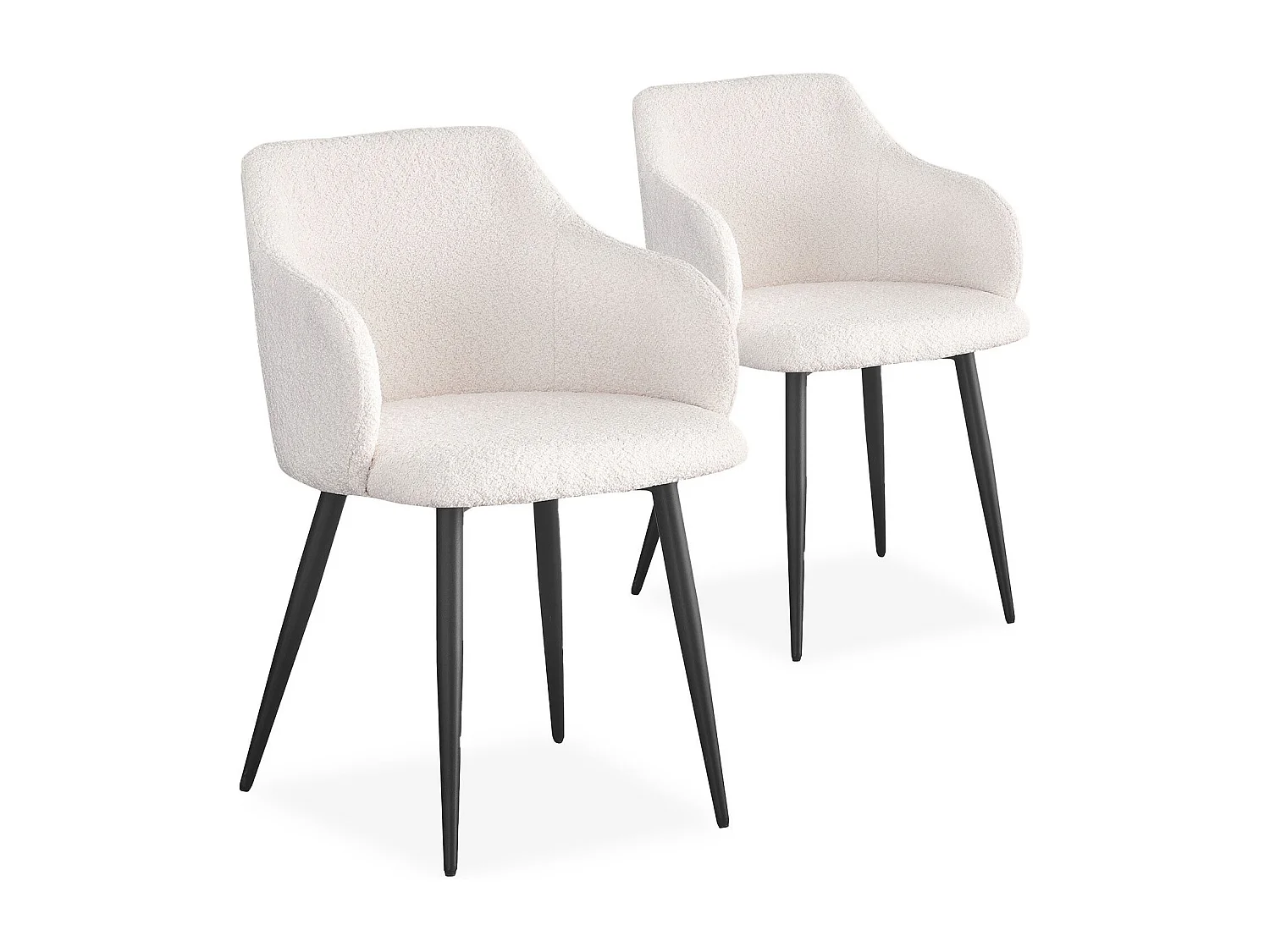 Lote de 2 sillas Paoline Tela efecto borrego Crema