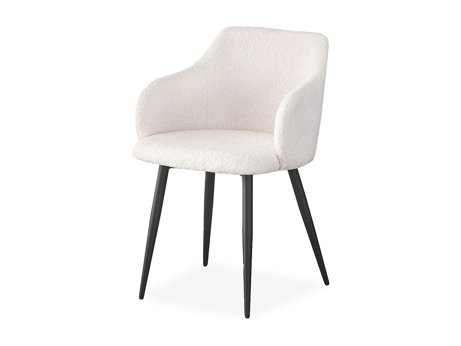 Lote de 2 sillas Paoline Tela efecto borrego Crema