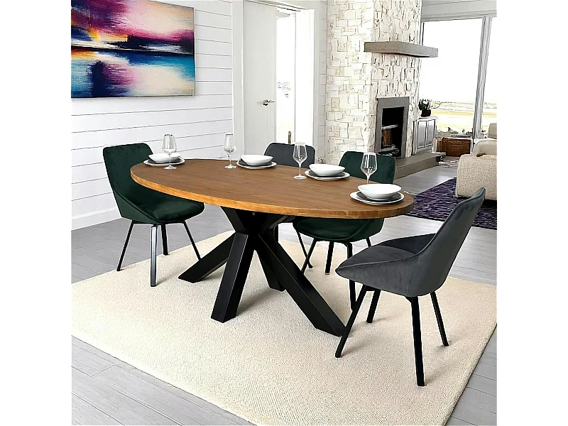 Table à manger ovale en bois de teck recyclé 190 cm ONTARIO