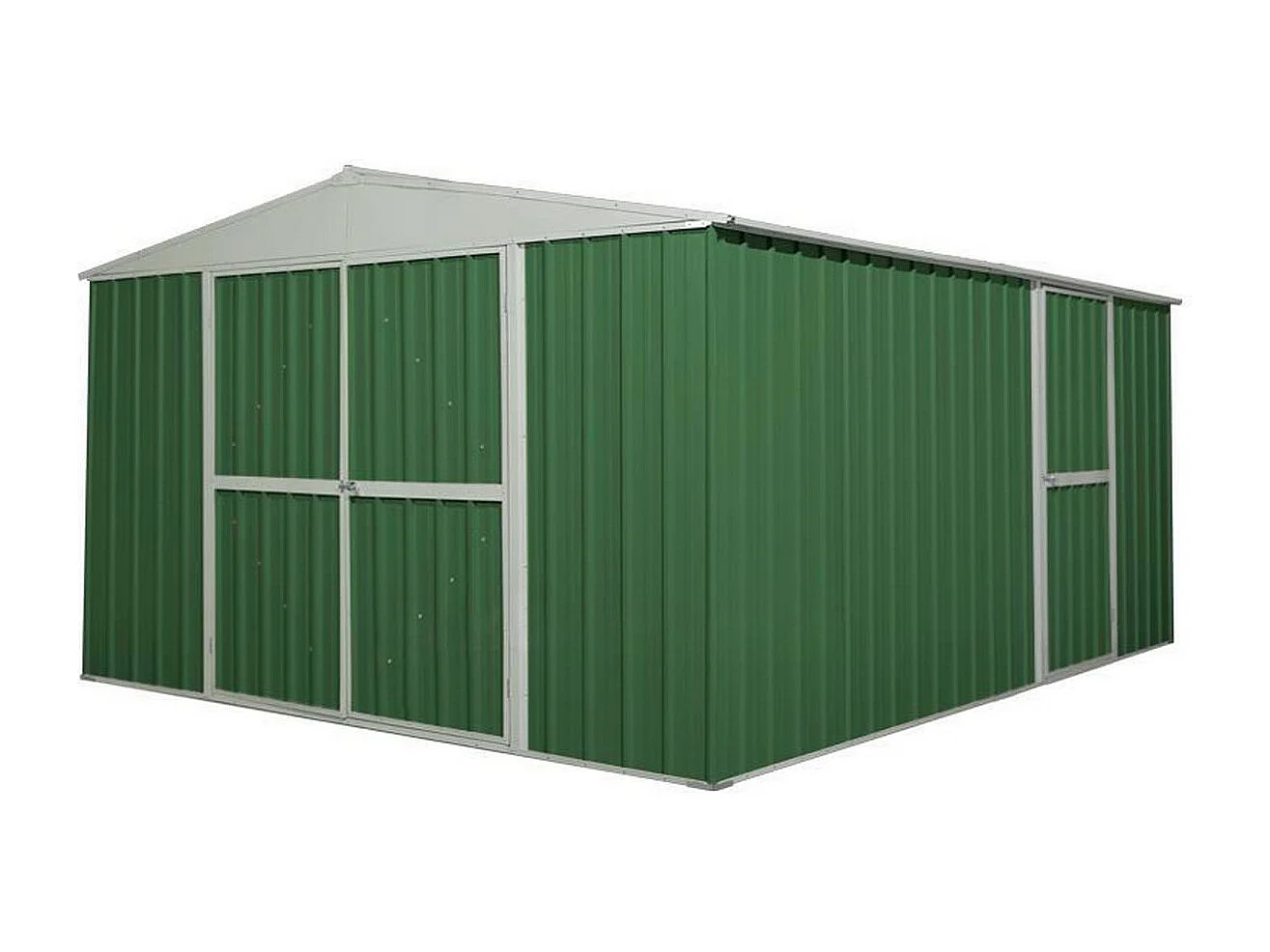 Box garage lamiera zincata casetta giardino acciaio 360x430cm x h2.10m - 185KG - 15,48mq - VERDE