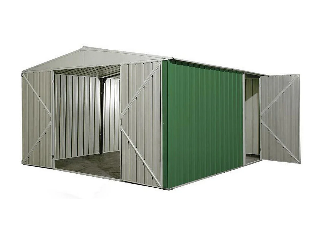 Box garage lamiera zincata casetta giardino acciaio 360x430cm x h2.10m - 185KG - 15,48mq - VERDE