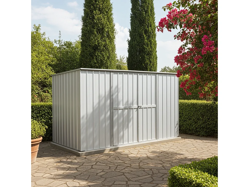 Casetta deposito lamiera Box in Acciaio Zincato 345x186cm x h1.92m - 98KG - 6.42mq - BIANCO