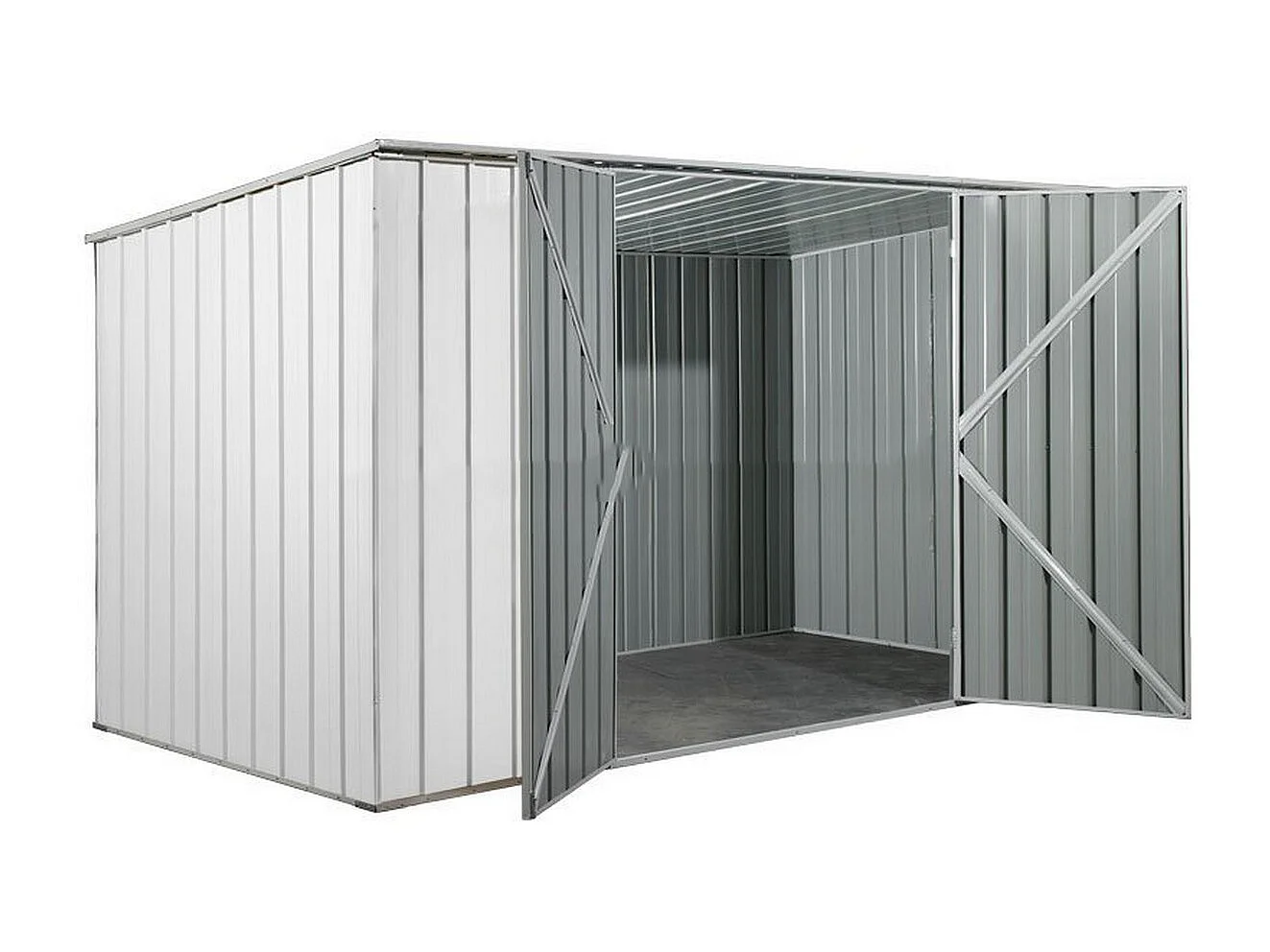 Casetta deposito lamiera Box in Acciaio Zincato 345x186cm x h1.92m - 98KG - 6.42mq - BIANCO