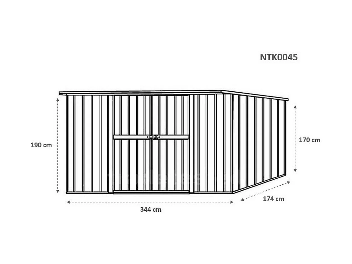 Casetta deposito lamiera Box in Acciaio Zincato 345x186cm x h1.92m - 98KG - 6.42mq - BIANCO