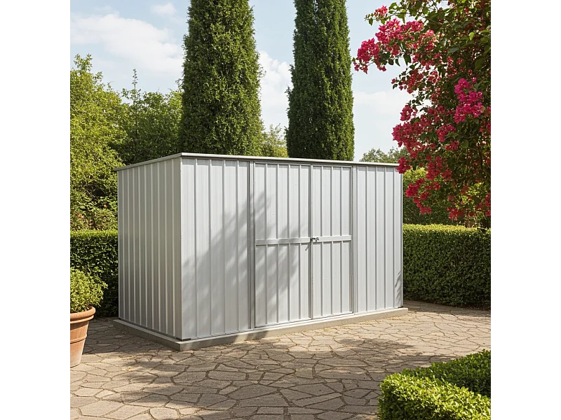 Casetta deposito lamiera Box in Acciaio Zincato 345x186cm x h1.92m - 98KG - 6.42mq - BIANCO