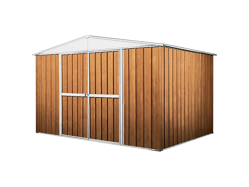 Box acciaio casetta giardino in lamiera deposito attrezzi 360x175cm x h 212cm - 110 kg - 6,30 mq - FINITURA LEGNO