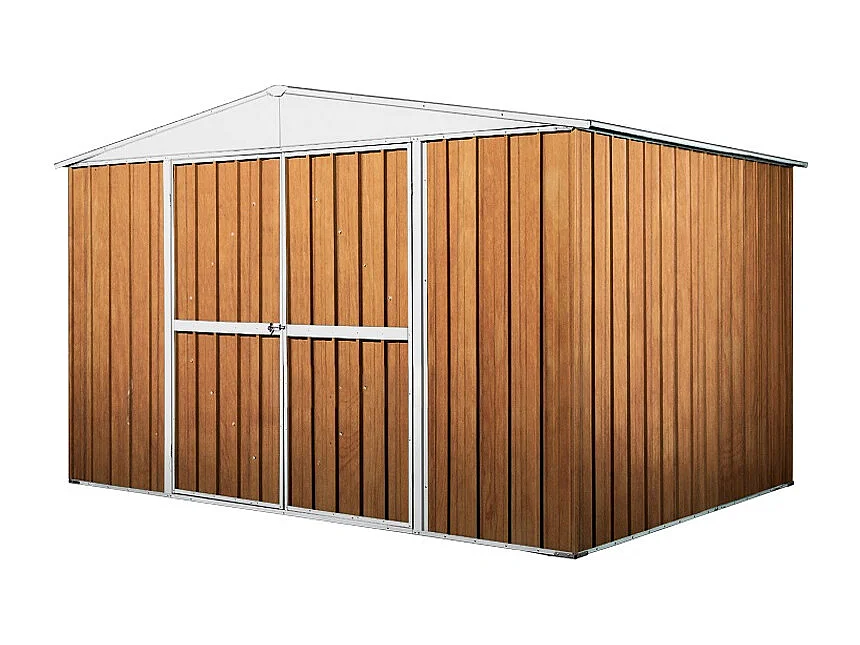 Box acciaio casetta giardino in lamiera deposito attrezzi 360x175cm x h 212cm - 110 kg - 6,30 mq - FINITURA LEGNO