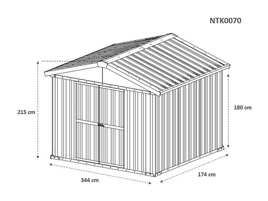 Box acciaio casetta giardino in lamiera deposito attrezzi 360x175cm x h 212cm - 110 kg - 6,30 mq - FINITURA LEGNO