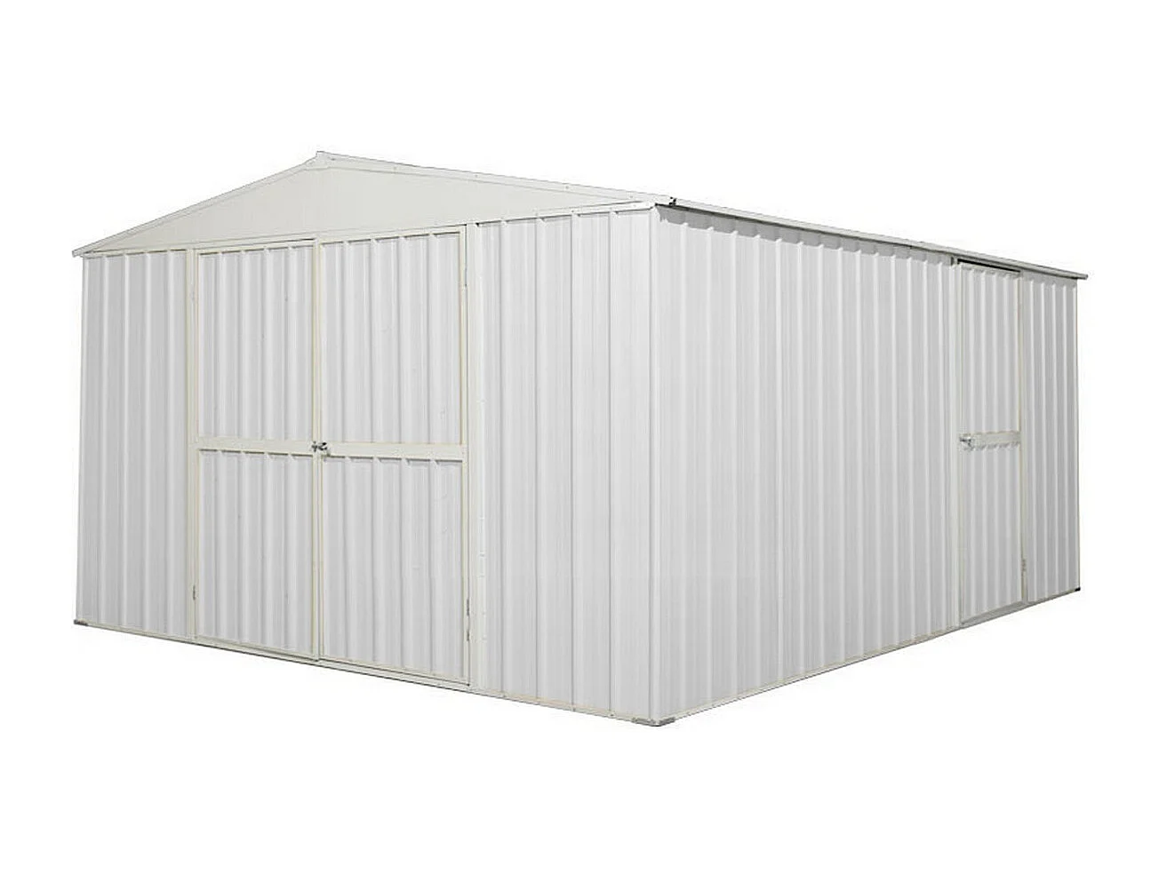 Box garage lamiera zincata casetta giardino acciaio 360x430cm x h2.10m - 185KG - 15,48mq - BIANCO