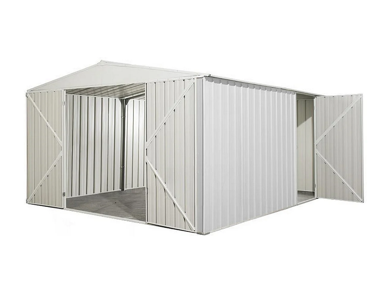 Box garage lamiera zincata casetta giardino acciaio 360x430cm x h2.10m - 185KG - 15,48mq - BIANCO