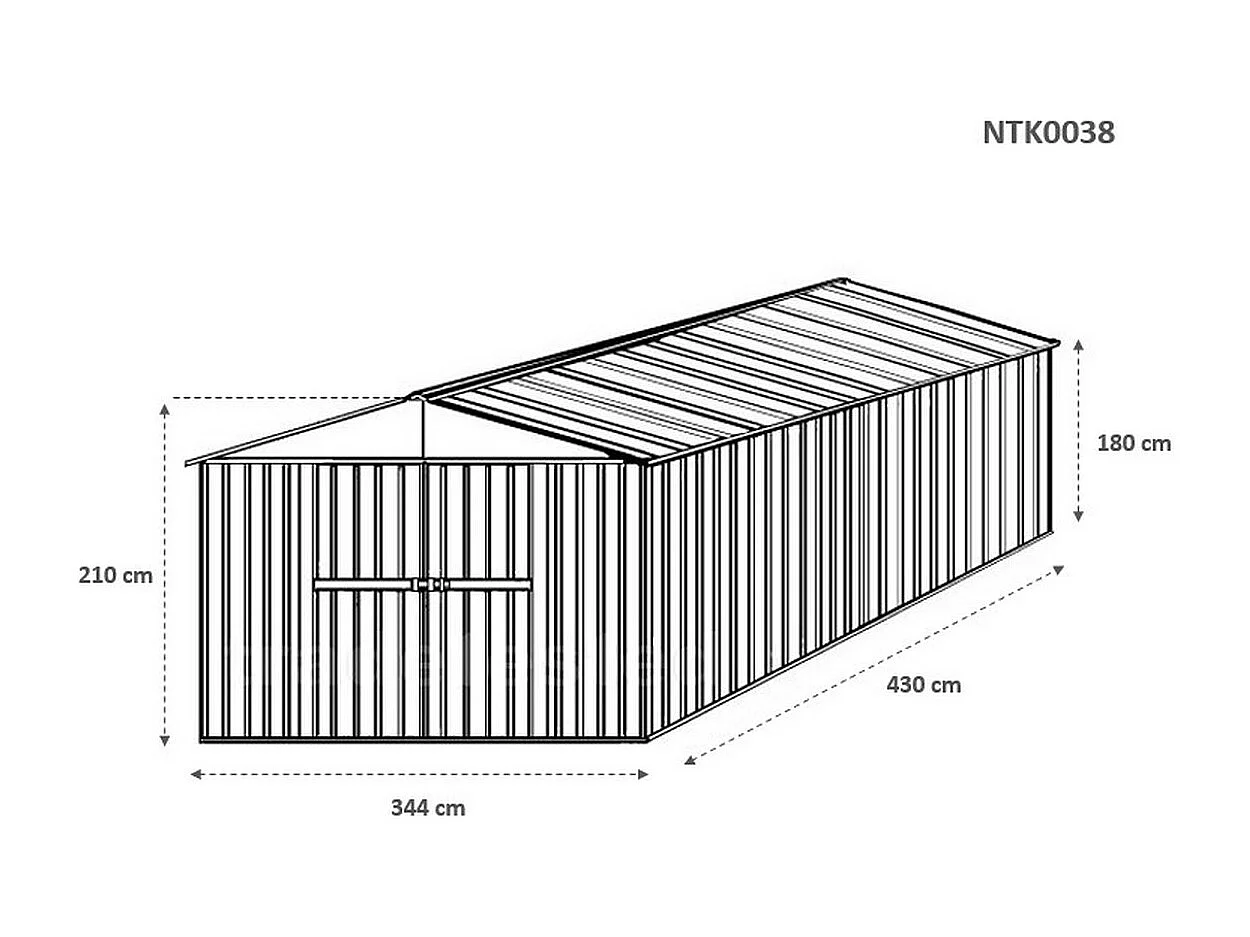 Box garage lamiera zincata casetta giardino acciaio 360x430cm x h2.10m - 185KG - 15,48mq - BIANCO