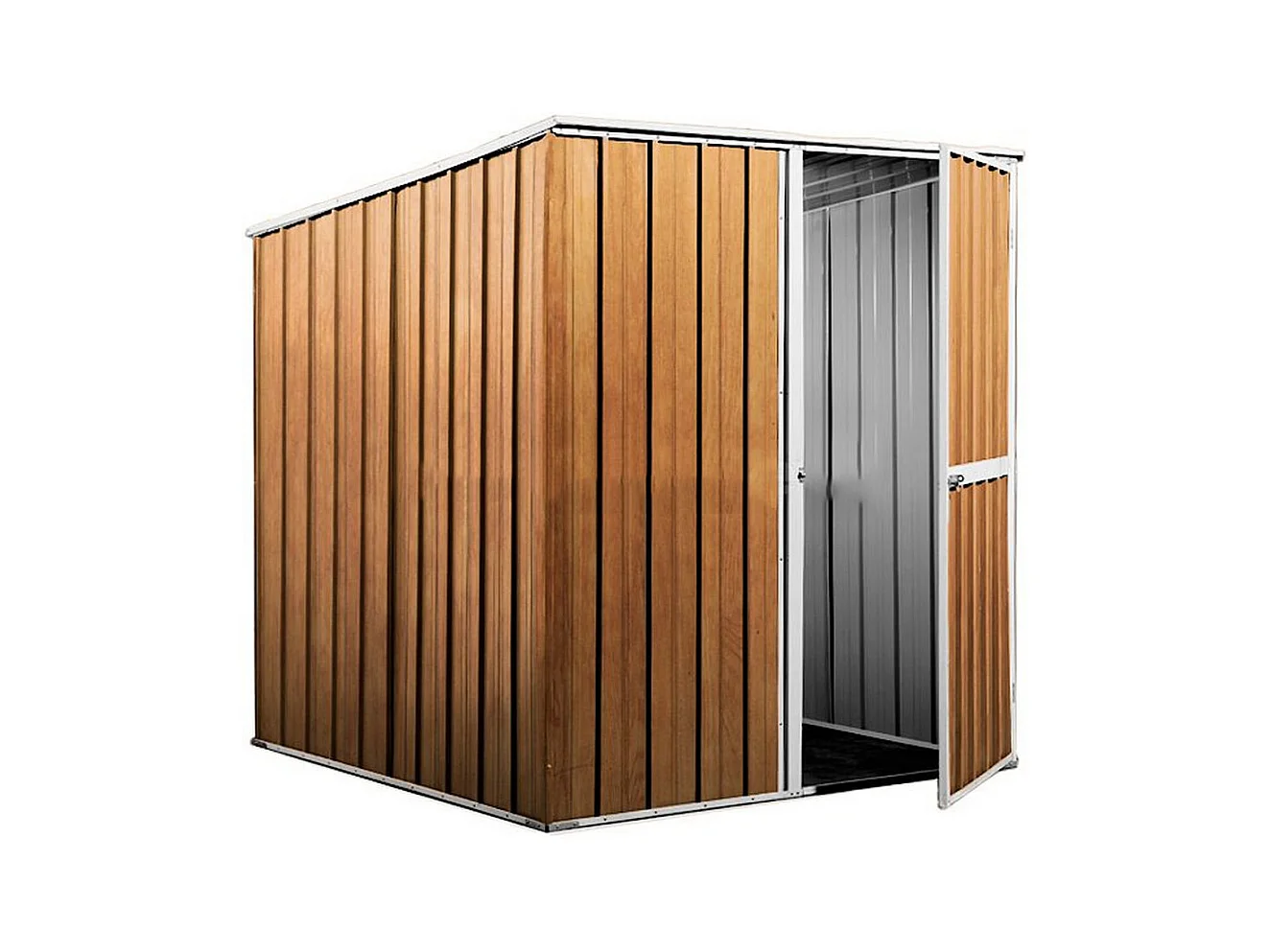 Box lamiera attrezzi casetta giardino in Acciaio Zincato 175x185cm x h1.92m - 70KG - 2,92mq - FINITURA LEGNO